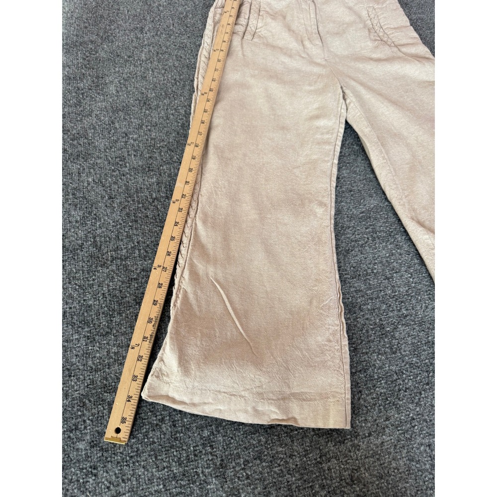 Jason Wu Tan Wide Leg Cropped Pants High Waist Linen Braided Detail Casual SZ 6 - Picture 11 of 16